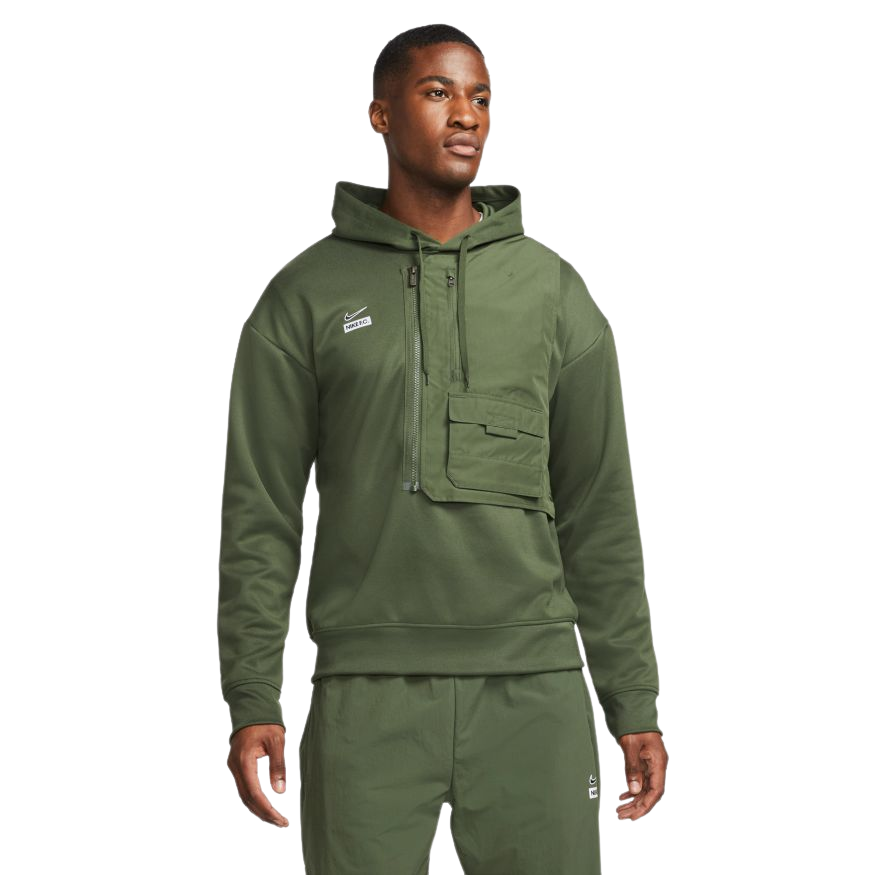 Nike F.C Dri-FIT Men Pullover Hoodie-CARBON GREEN/REFLECTIVE SILV product image 1, provided for visual reference and product