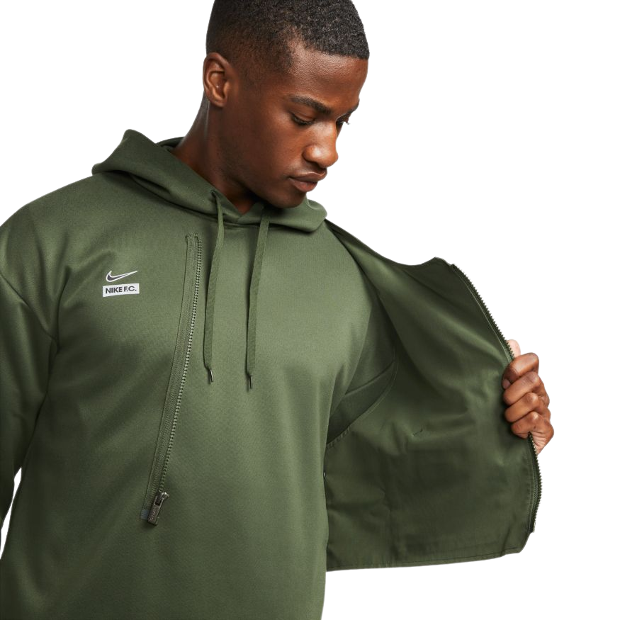 Nike F.C Dri-FIT Men Pullover Hoodie-CARBON GREEN/REFLECTIVE SILV product image 2, provided for visual reference and product