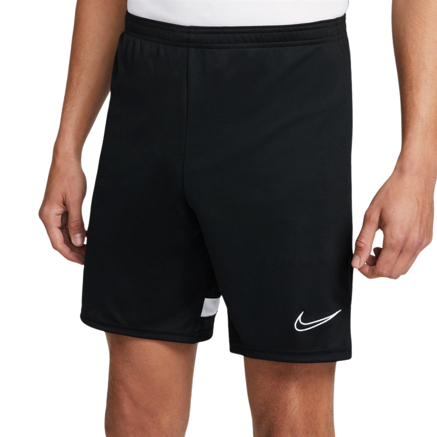 Nike Dri-FIT Academy Men Knit Soccer Shorts-BLACK/WHITE product image 1, provided for visual reference and product detail