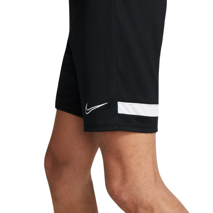 Nike Dri-FIT Academy Men Knit Soccer Shorts-BLACK/WHITE product image 3, provided for visual reference and product detail