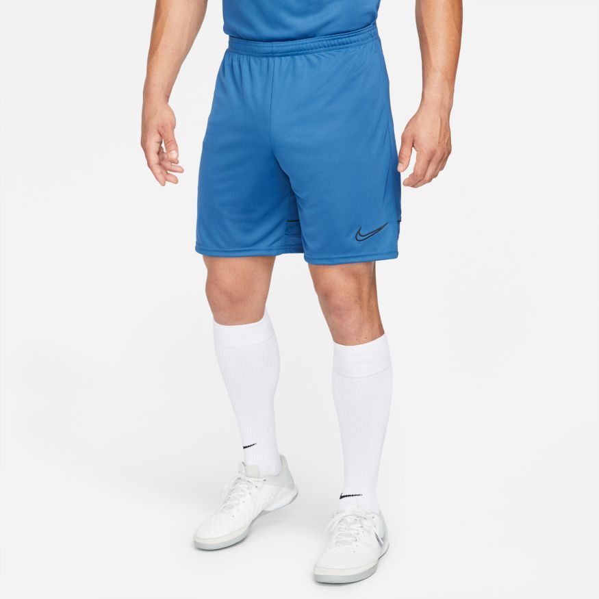Nike Dri-FIT Academy Men Knit Soccer Shorts-DK MARINA BLUE/BLACK product image 1, provided for visual reference and product