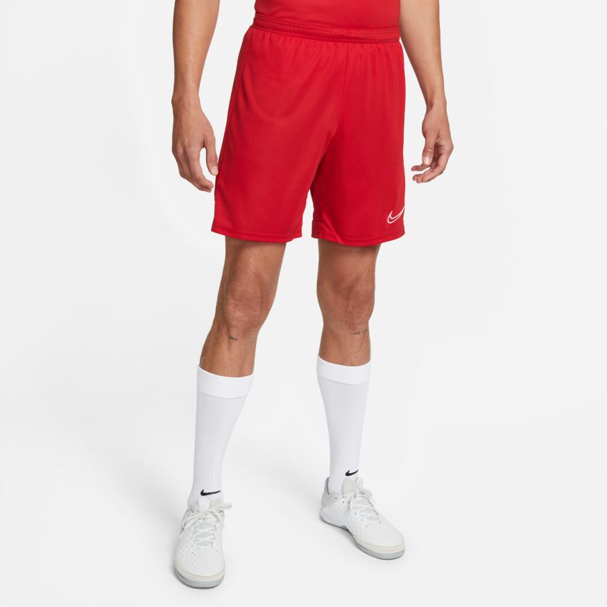 Nike Dri-FIT Academy Men Knit Soccer Shorts-UNIVERSITY RED/WHITE product image 1, provided for visual reference and product