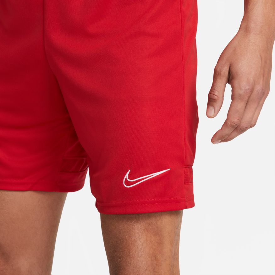 Nike Dri-FIT Academy Men Knit Soccer Shorts-UNIVERSITY RED/WHITE product image 3, provided for visual reference and product