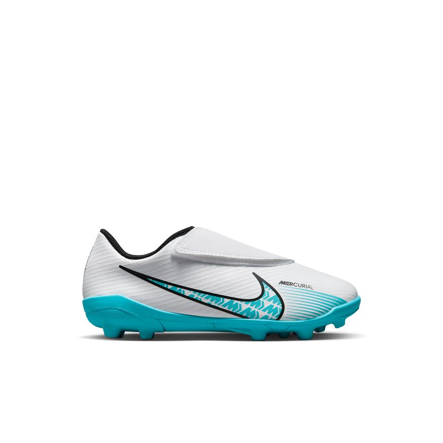 Nike Jr. Mercurial Vapor 15 Club MG-WHITE/BALTIC BLUE-PINK BLAST product image 1, provided for visual reference and product