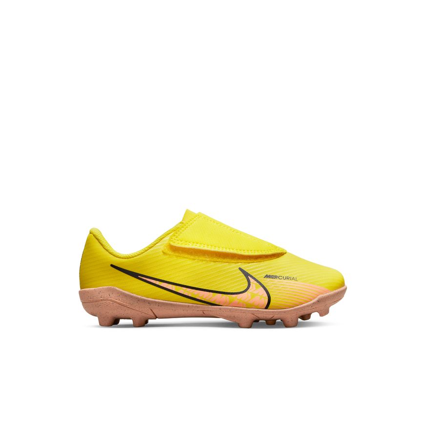Nike Jr. Mercurial Vapor 15 Club MG-Yellow Strike/Sunset Glow product image 1, provided for visual reference and product