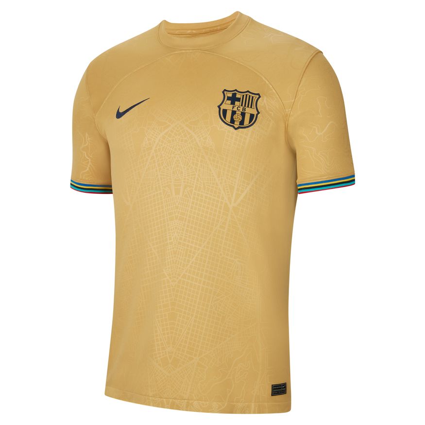 Nike Men FC Barcelona Stadium Away Dri-FIT Soccer Jersey 2022/23 product image 1, provided for visual reference and product