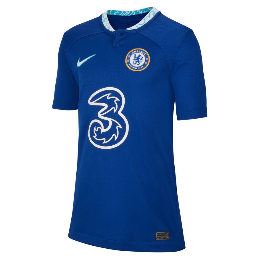 Nike Youth Chelsea FC Stadium Home Dri-FIT Soccer Jersey 2022/23 product image 1, provided for visual reference and product