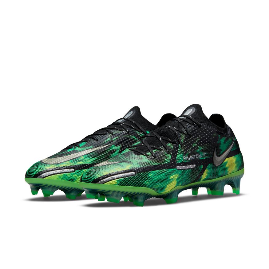 Nike Phantom GT2 Elite FG-BLACK/MTLC PLATINUM-GREEN STRIKE product image 3, provided for visual reference and product detail