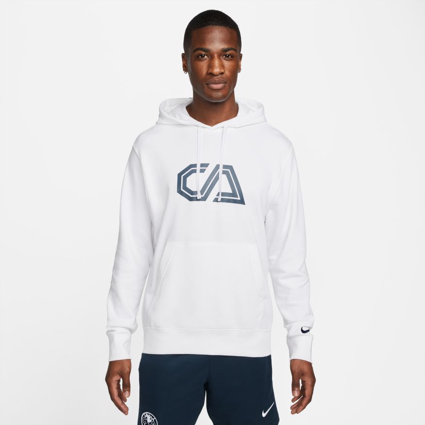 Nike Men Club América French Terry Soccer Hoodie-White product image 1, provided for visual reference and product detail