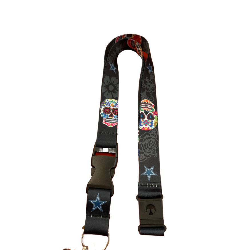 Cowboys (Black) Sugar Skull Lanyard product image 1, provided for visual reference and product detail review