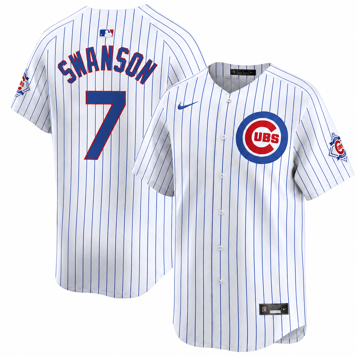 Dansby Swanson Chicago Cubs Nike Youth 150th Anniversary Homerun Pinstripe Jersey product image 1, provided for visual
