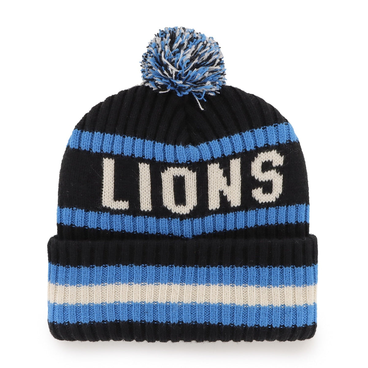 Detroit Lions '47 Black Bering Cuffed Knit Hat product image 2, provided for visual reference and product detail review
