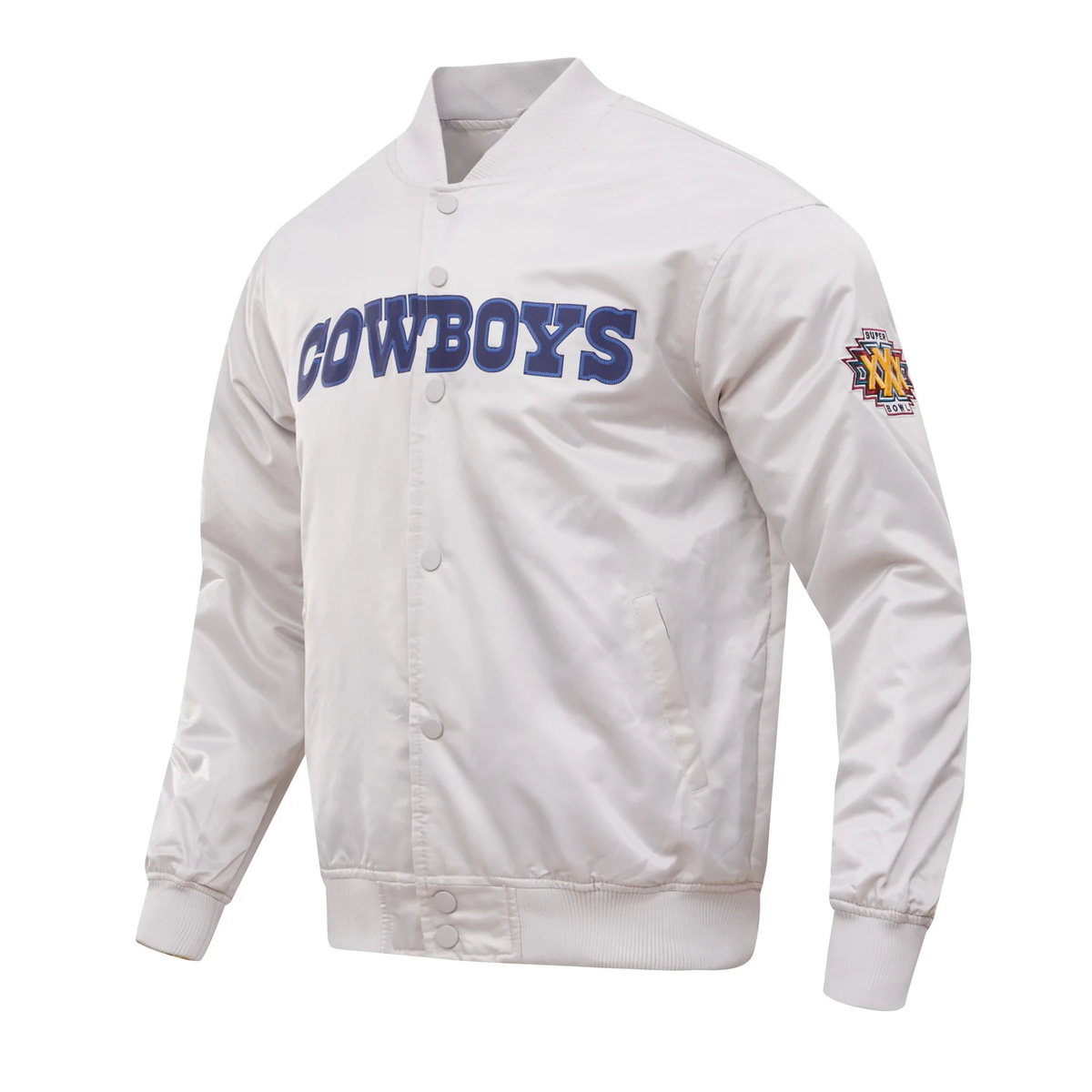 Pro Standard Dallas Cowboys Big Logo Satin Jacket product image 1, provided for visual reference and product detail review