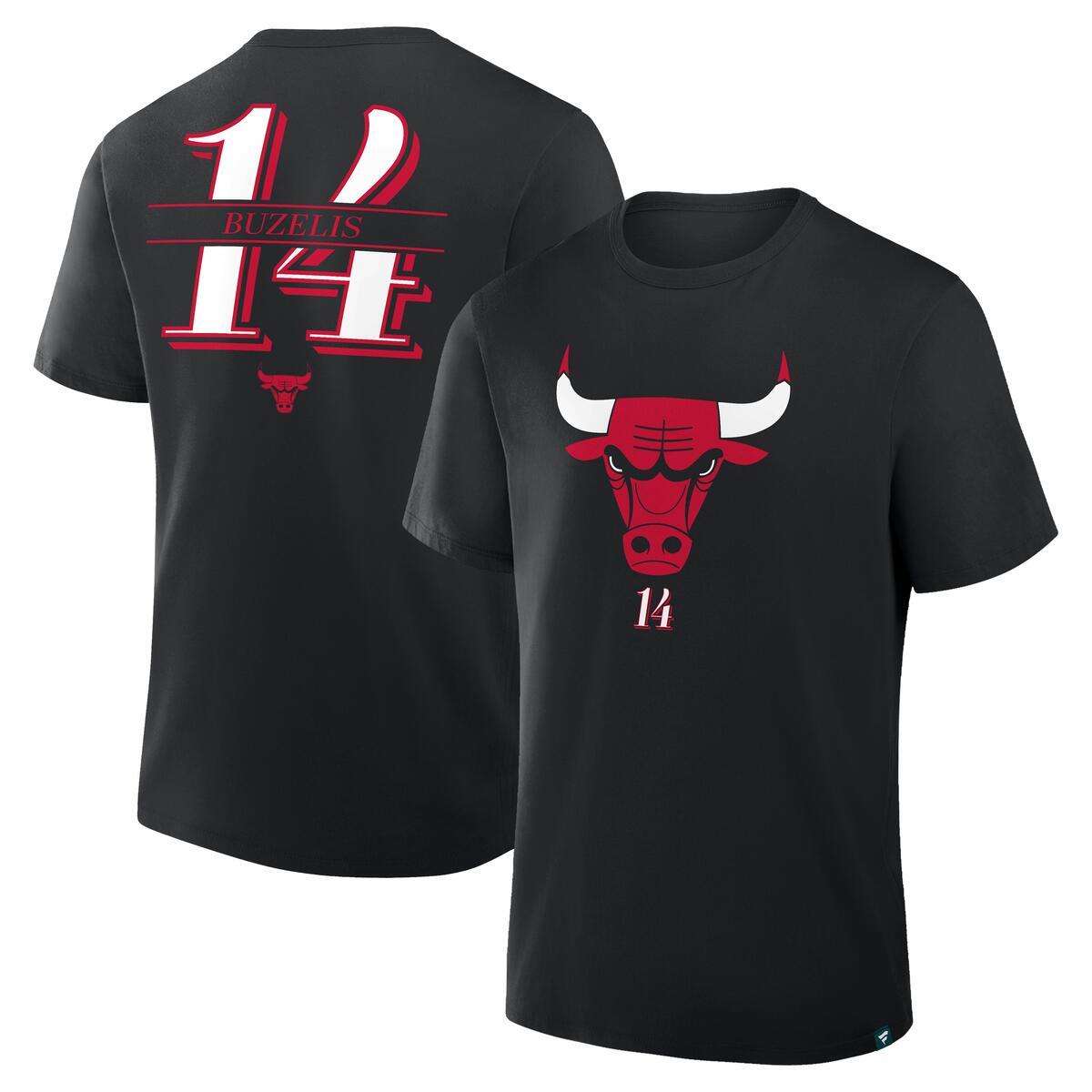 Matas Buzelis 14 Chicago Bulls Fanatics Black T-Shirt product image 1, provided for visual reference and product detail