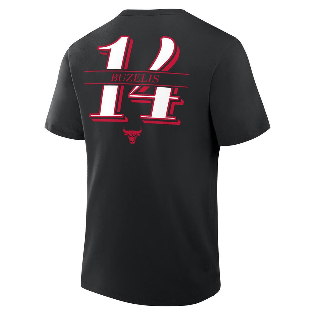 Matas Buzelis 14 Chicago Bulls Fanatics Black T-Shirt product image 2, provided for visual reference and product detail