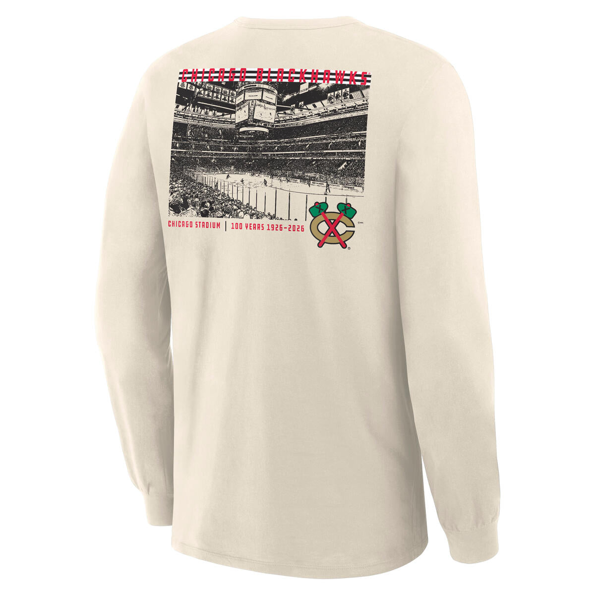 Chicago Blackhawks 100 Year Centennial Long Sleeve T-Shirt product image 2, provided for visual reference and product detail