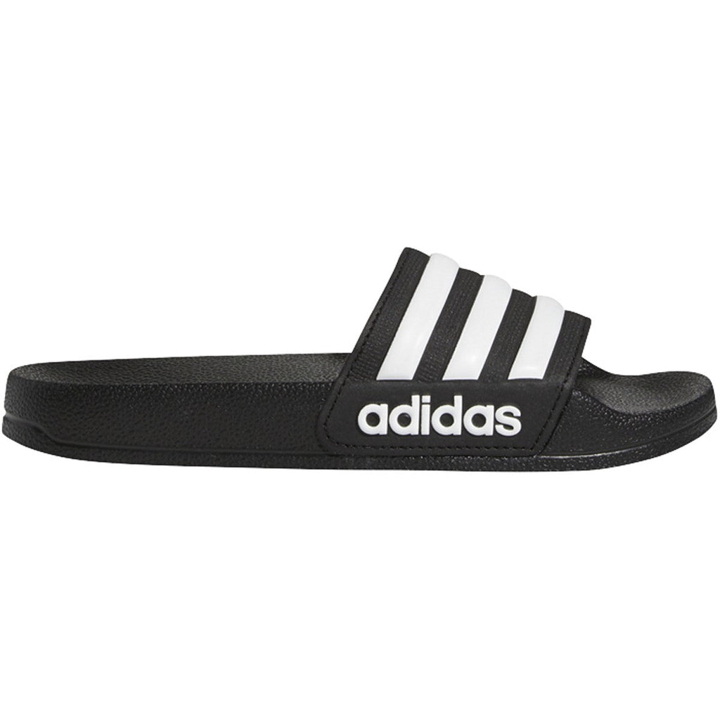 Adidas Jr Adilette Shower Slides-Black/White product image 1, provided for visual reference and product detail review