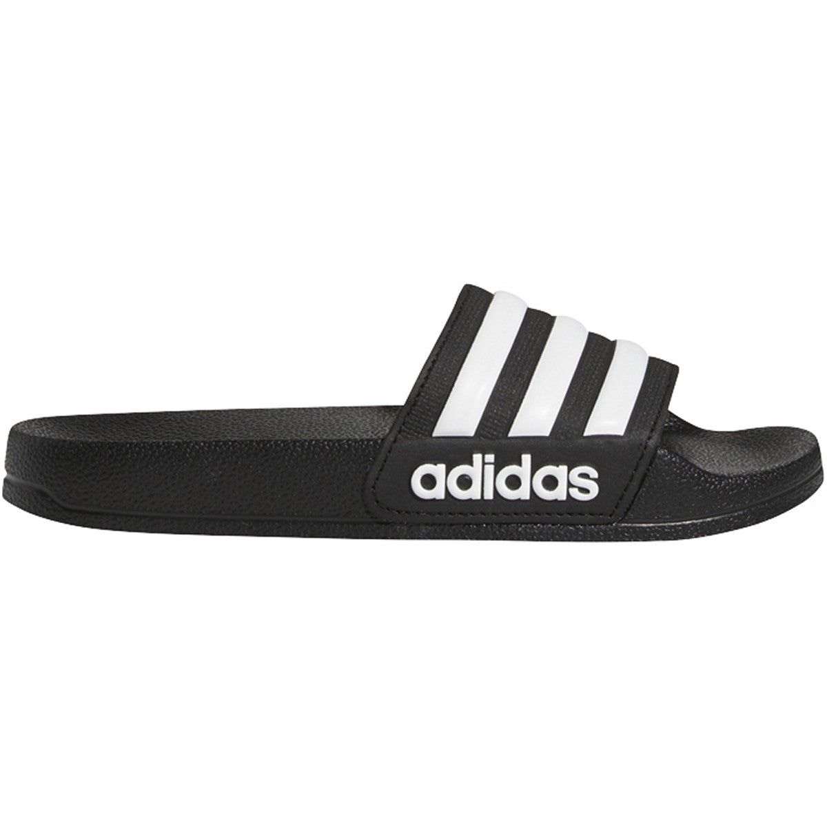 Adidas Jr Adilette Shower Slides-Black/White product image 1, provided for visual reference and product detail review