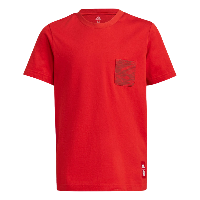 Adidas Youth Bayern T-Shirt- Red product image 1, provided for visual reference and product detail review