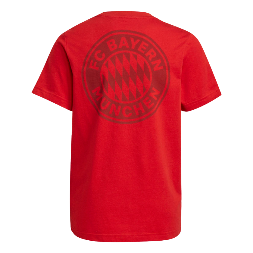 Adidas Youth Bayern T-Shirt- Red product image 2, provided for visual reference and product detail review