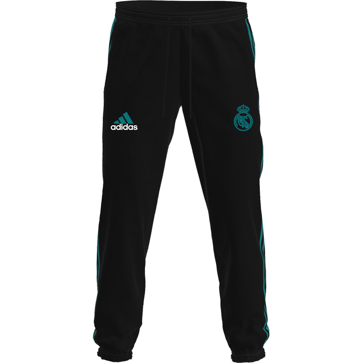 Adidas Real Madrid Icon Woven Pants-Black/Blast Emerald product image 1, provided for visual reference and product detail