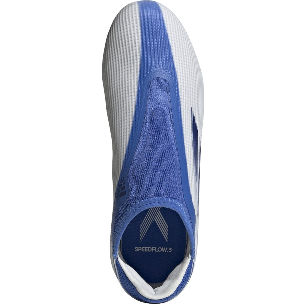 ADIDAS JR X SPEEDFLOW.3 LACELESS FG-White/Blue product image 2, provided for visual reference and product detail review
