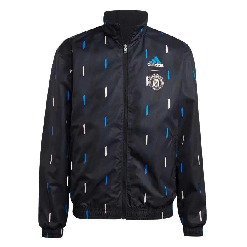 Adidas Manchester United Reversible Anthem Jacket-Black product image 1, provided for visual reference and product detail