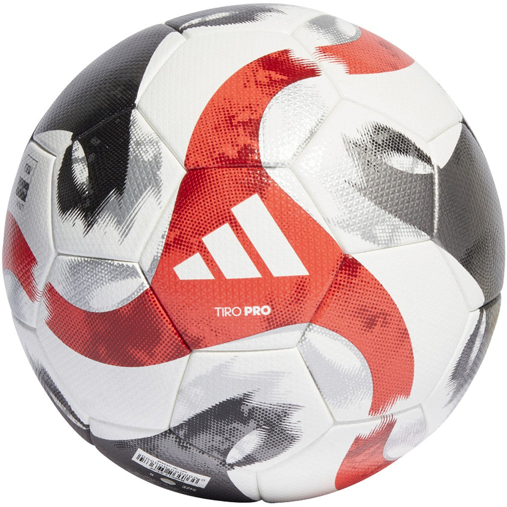 Adidas Tiro Pro Soccer Ball-White / Black / Iron Metallic / Power Red product image 1, provided for visual reference and