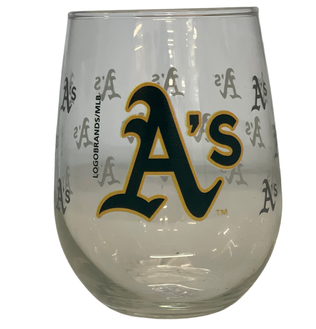 Oakland Athletics 16oz Satin Etch Curved Beverage Glass product image 1, provided for visual reference and product detail
