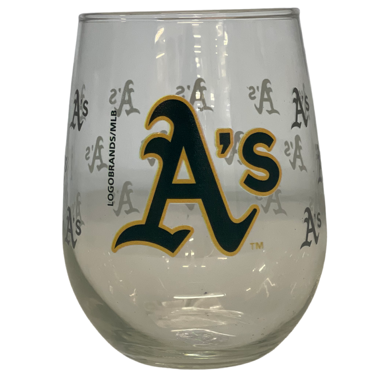 Oakland Athletics 16oz Satin Etch Curved Beverage Glass product image 1, provided for visual reference and product detail