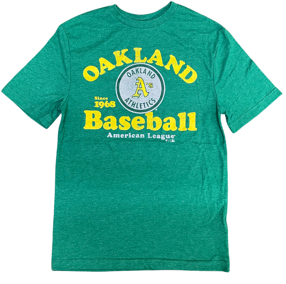 Oakland Athletics Fanatics Branded Our Game Throwback Logo Tri-Blend T-Shirt - Kelly Green product image 1, provided for