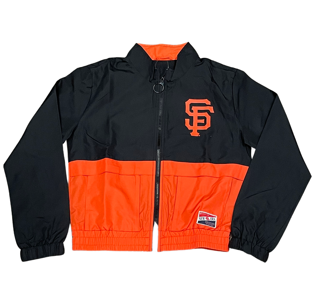 New Era Women San Francisco Giant Cropped Jacket-Black/Orange product image 1, provided for visual reference and product