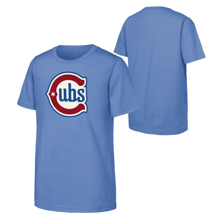 Chicago Cubs Alt 2 Light Blue Youth T-Shirt product image 1, provided for visual reference and product detail review