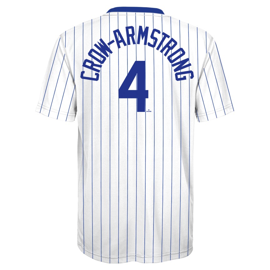 Pete Crow-Armstrong Chicago Cubs Pinstripe Home Sublimated Toddler T-Shirt product image 2, provided for visual reference