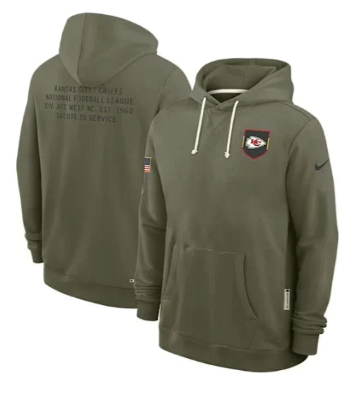 Kansas City Chiefs Nike Men 2025 Salute To Service Sideline Hoodie product image 1, provided for visual reference and