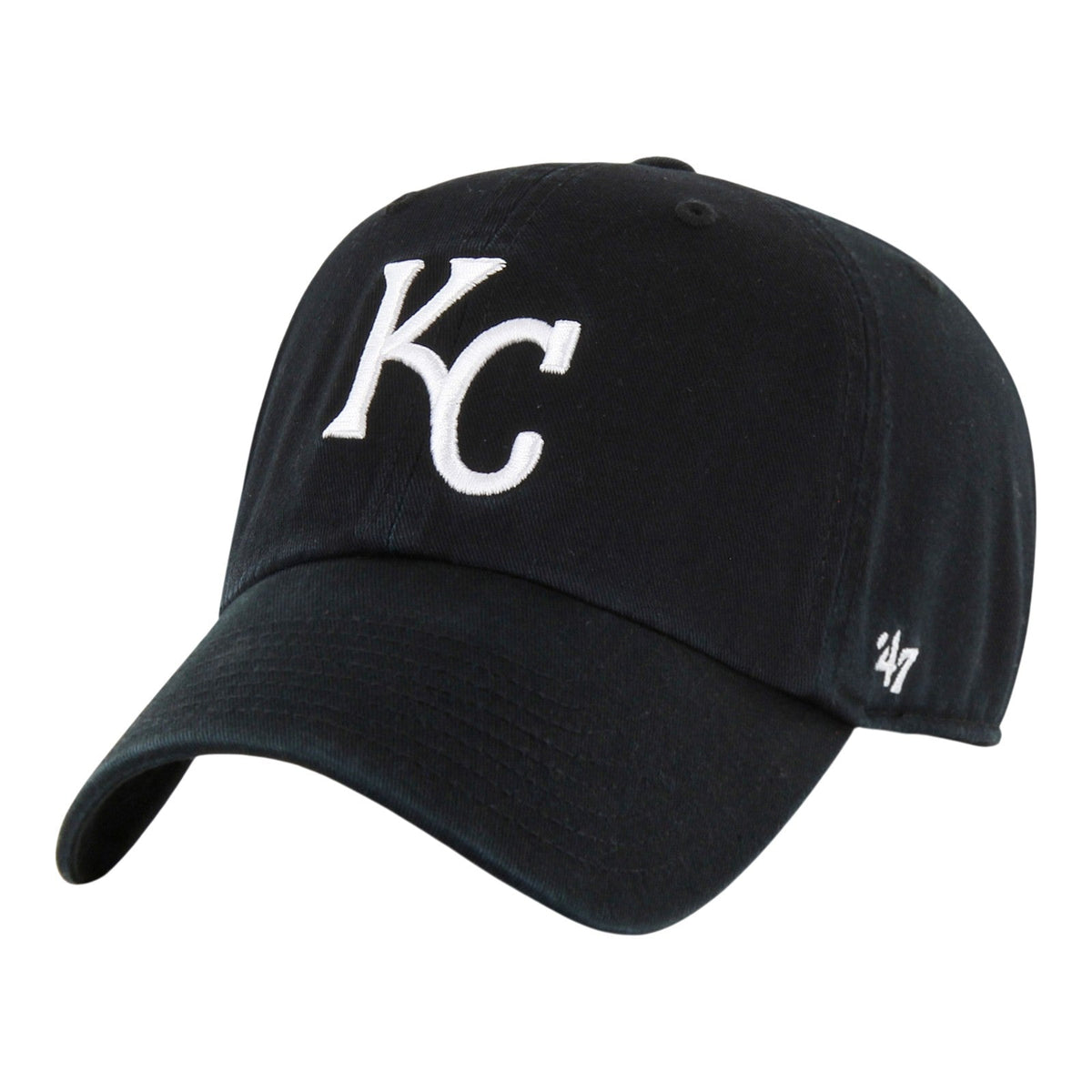 Kansas City Royals '47 Clean Up Black Adjustable Hat product image 1, provided for visual reference and product detail review