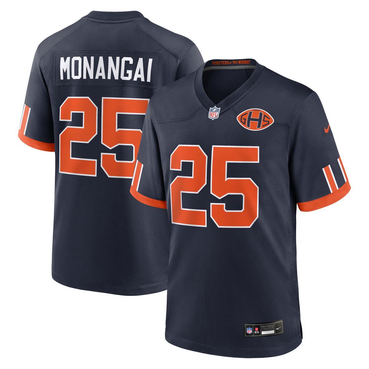 Kyle Monangai #25 Chicago Bears Rivalry Nike Game Jersey product image 1, provided for visual reference and product detail