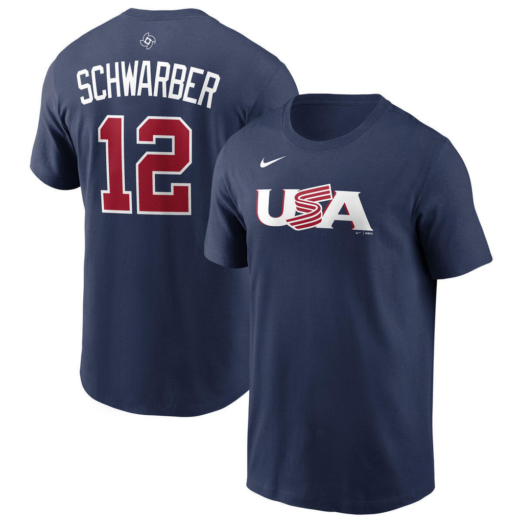 Kyle Schwarber USA World Baseball Classic 2026 Navy Nike Player T-Shirt product image 1, provided for visual reference and
