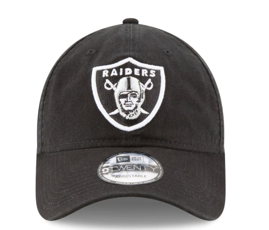 Las Vegas Raiders New Era Core Classic Black 9Twenty Adjustable Hat product image 2, provided for visual reference and