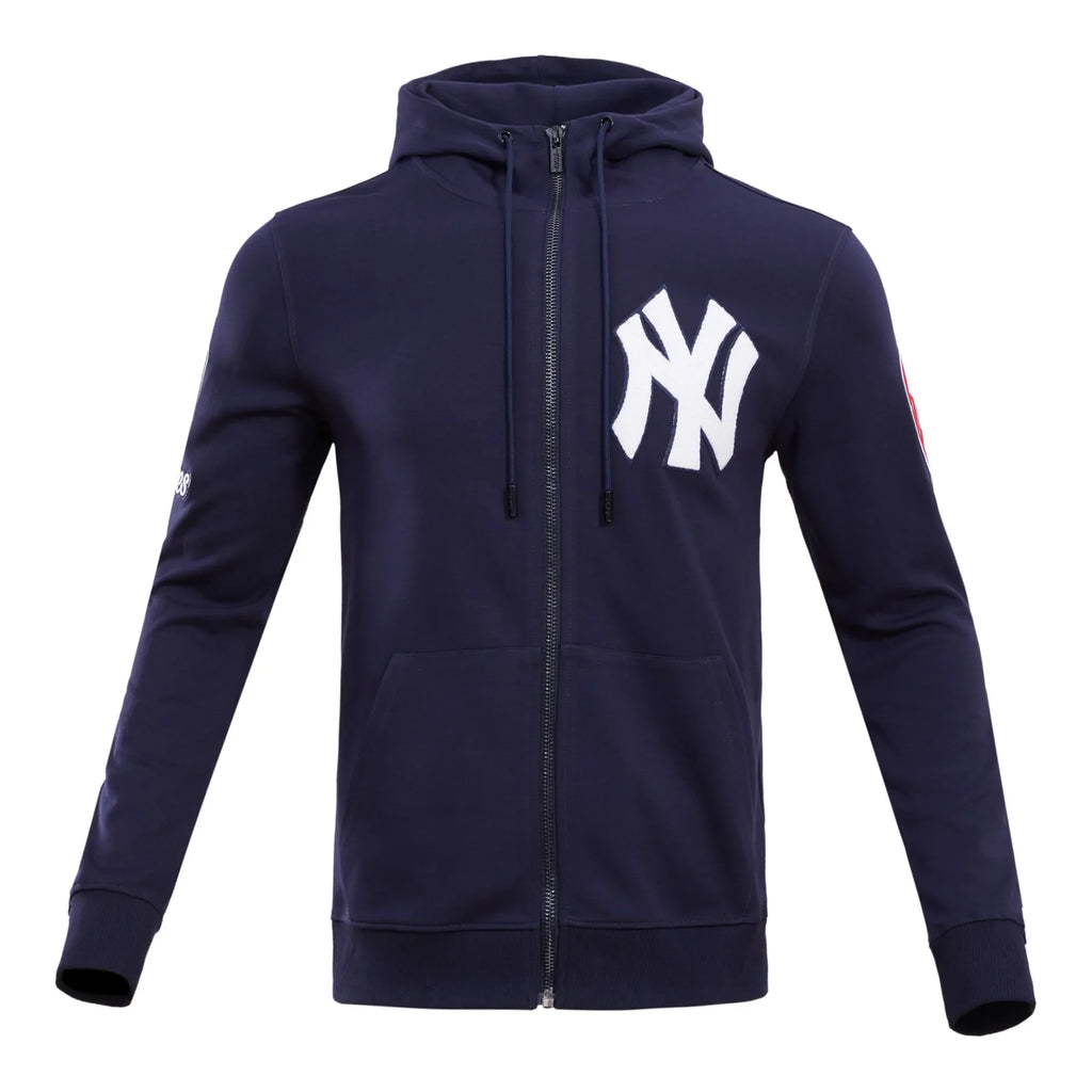 New York Yankees Men Pro Standard 4-Hit Full-Zip Hoodie-Nevy product image 3, provided for visual reference and product