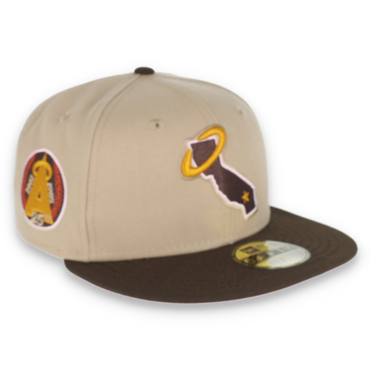 New Era California Angels 25TH ANNIVERSARY 59FIFTY FITTED HAT-CAMEL/BURNT WOOD product image 1, provided for visual