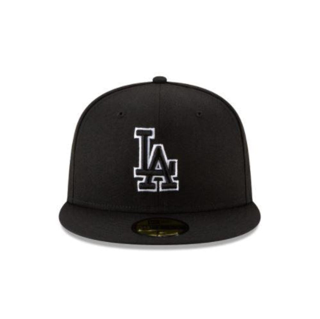 Los Angeles Dodgers NEW ERA BASIC COLLECTION BLACK OUTLINE FITTED 59FIFTY-BLACK AND WHITE product image 2, provided for