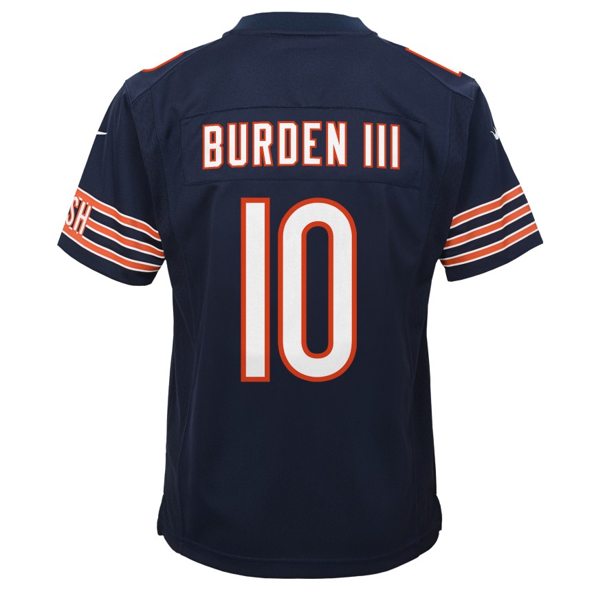 Luther Burden III #10 Chicago Bears Nike Youth Navy Game Jersey product image 2, provided for visual reference and product