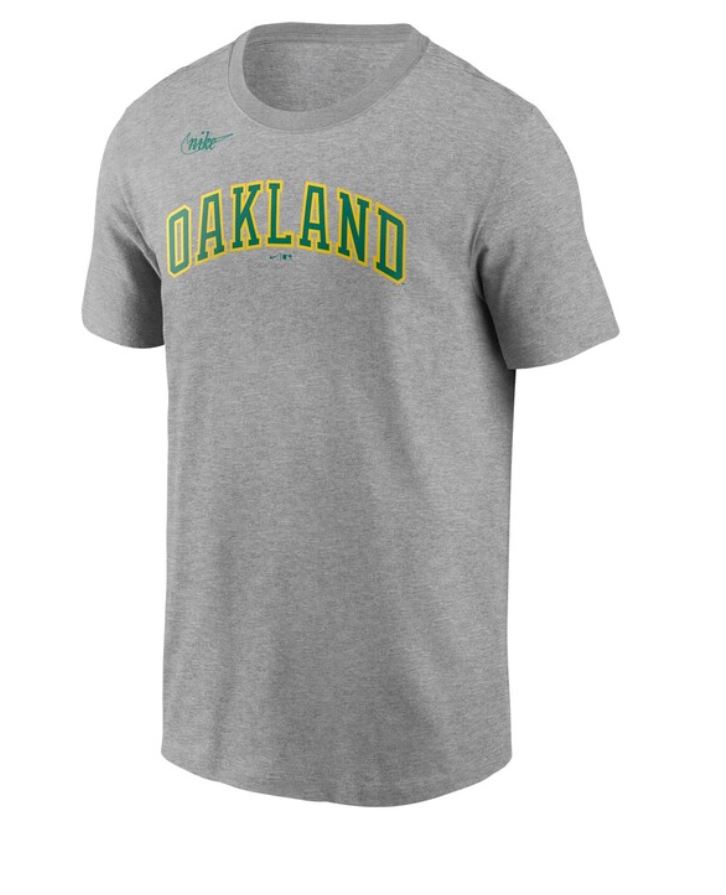 Nike Heathered Oakland Athletics Cooperstown Collection Wordmark T-Shirt- GREY for Men product image 1, provided for visual
