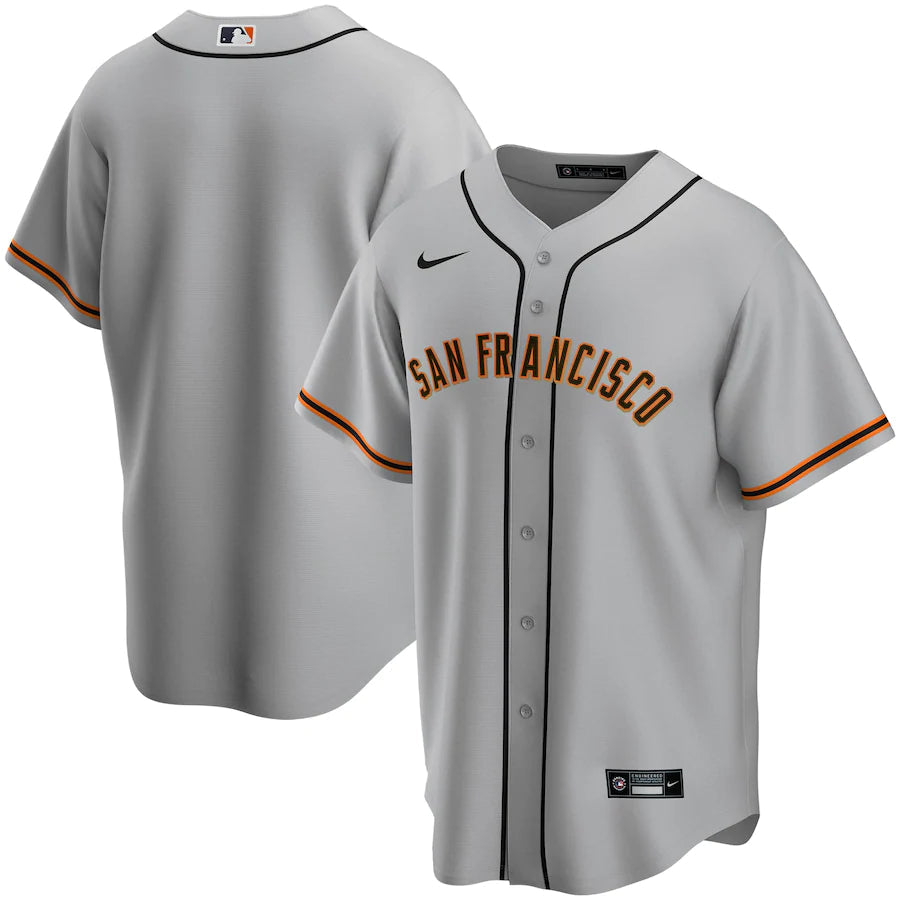 Nike Men San Francisco Giants Nike Gray Road 2020 Replica Team Jersey product image 1, provided for visual reference and