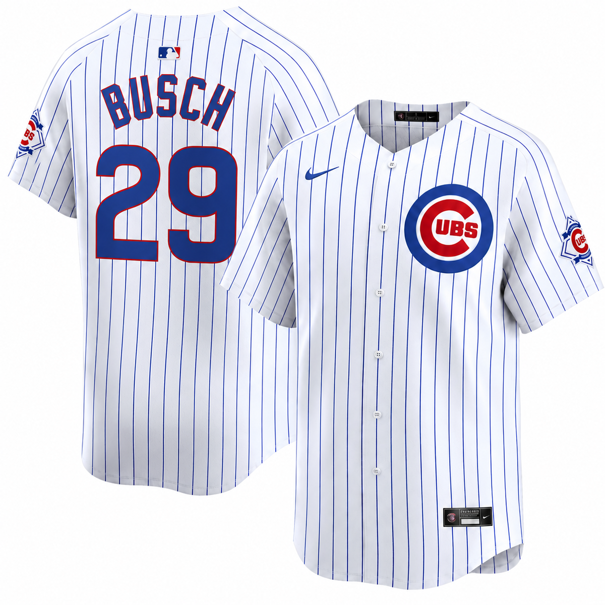 Michael Busch Chicago Cubs Nike Youth 150th Anniversary Homerun Pinstripe Jersey product image 1, provided for visual