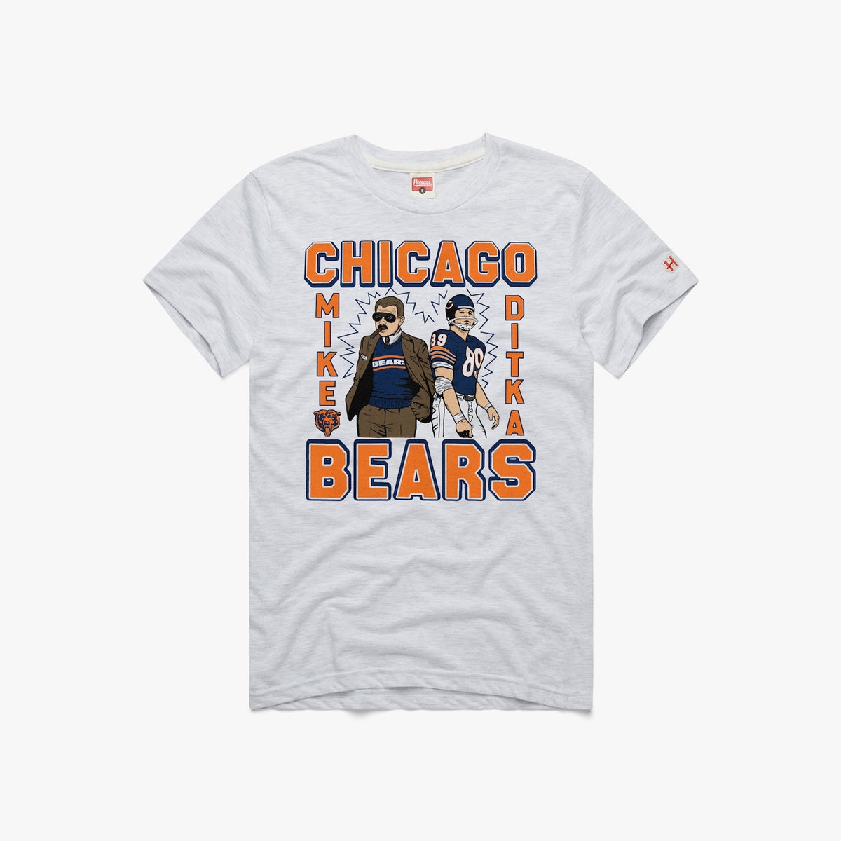 Mike Ditka Chicago Bears Homage Ash Grey T-Shirt product image 1, provided for visual reference and product detail review