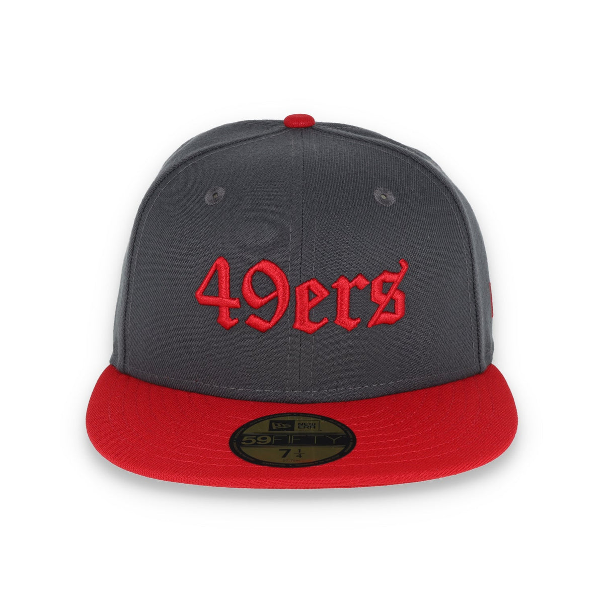 New Era San Francisco 49Ers Gothic Script 2Tone 59Fifty Fitted- Heather Grey/Red product image 1, provided for visual