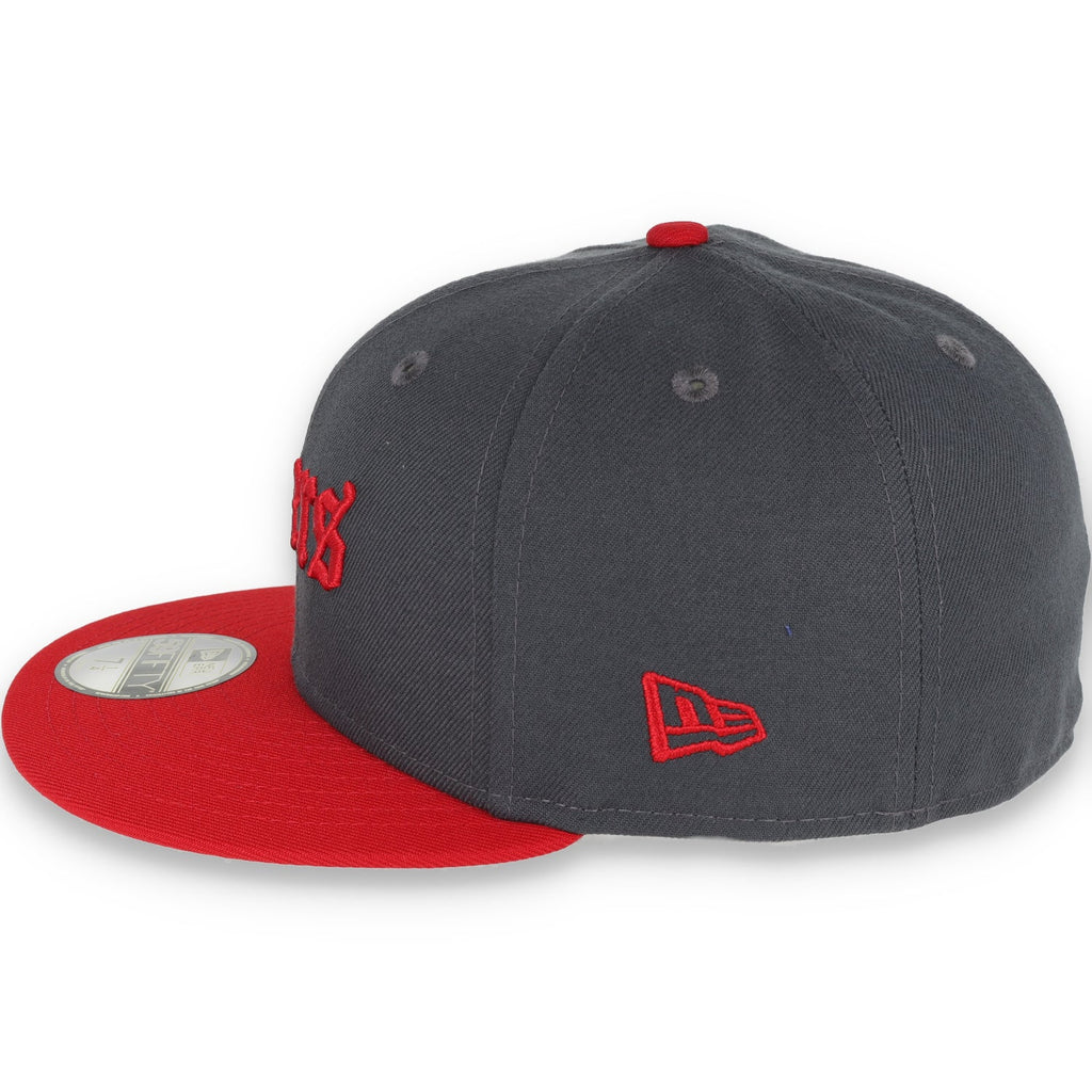 New Era San Francisco 49Ers Gothic Script 2Tone 59Fifty Fitted- Heather Grey/Red product image 3, provided for visual
