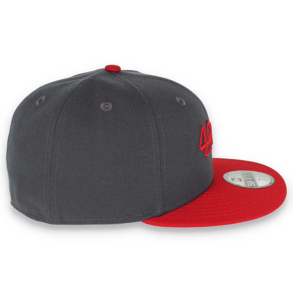 New Era San Francisco 49Ers Gothic Script 2Tone 59Fifty Fitted- Heather Grey/Red product image 5, provided for visual